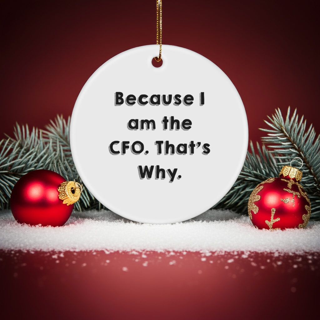 CFO Circle Ornament Gifts from Friends, Funny Quotes for Christmas, 'Because I Am The CFO. That's Why.'