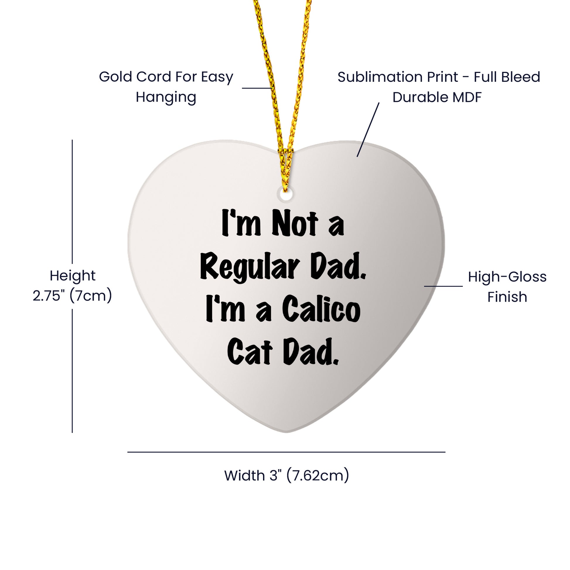 Calico Cat Dad Gifts from Men to Calico Cat Lovers - Funny Heart Ornament for Christmas