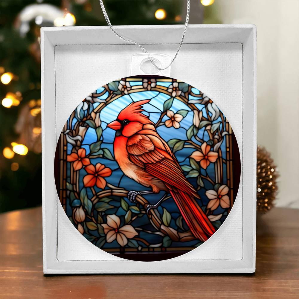 Cardinal Stained Glass Acrylic Keepsake Ornament