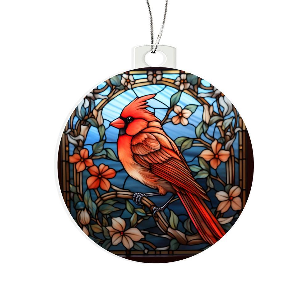 Cardinal Stained Glass Acrylic Keepsake Ornament