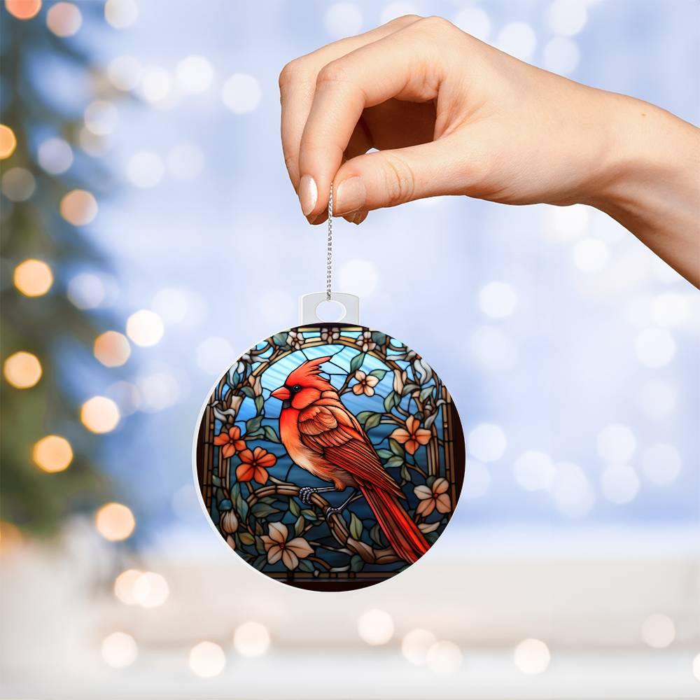Cardinal Stained Glass Acrylic Keepsake Ornament