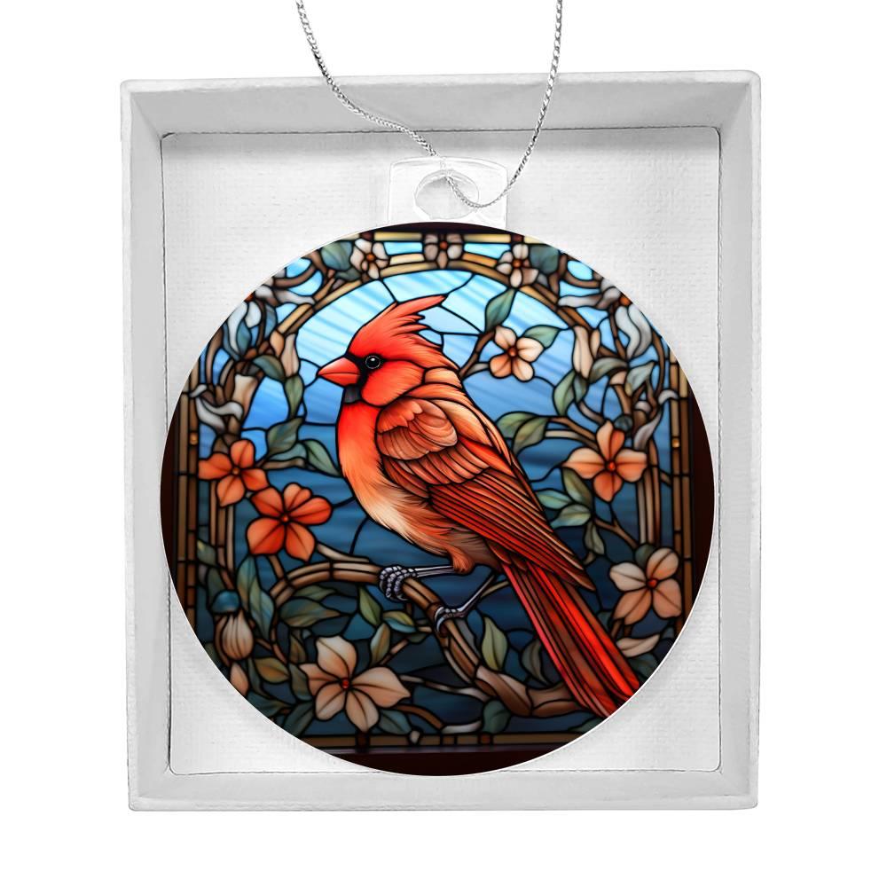 Cardinal Stained Glass Acrylic Keepsake Ornament