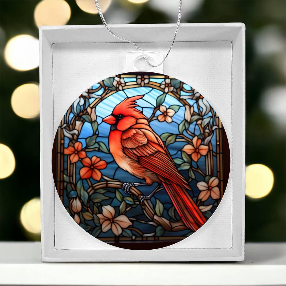 Cardinal Stained Glass Acrylic Keepsake Ornament