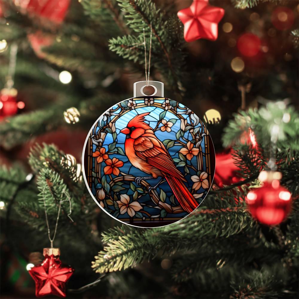 Cardinal Stained Glass Acrylic Keepsake Ornament