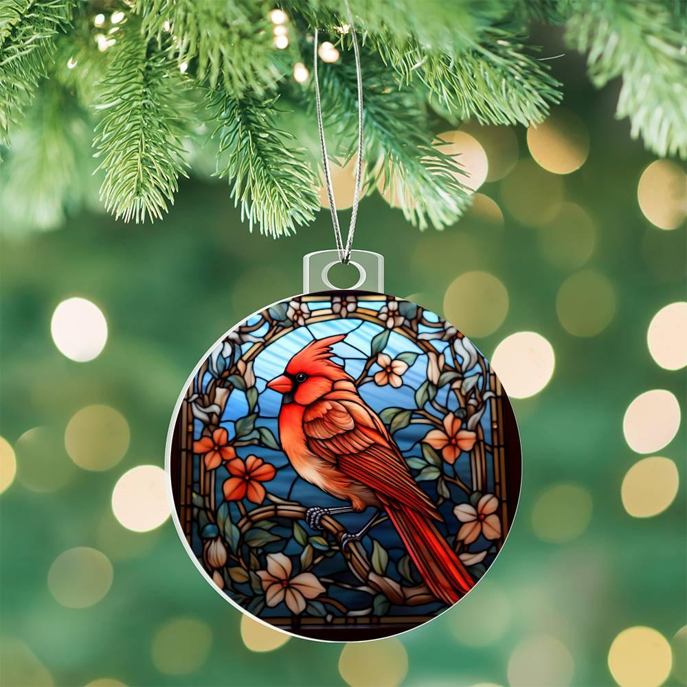 Cardinal Stained Glass Acrylic Keepsake Ornament