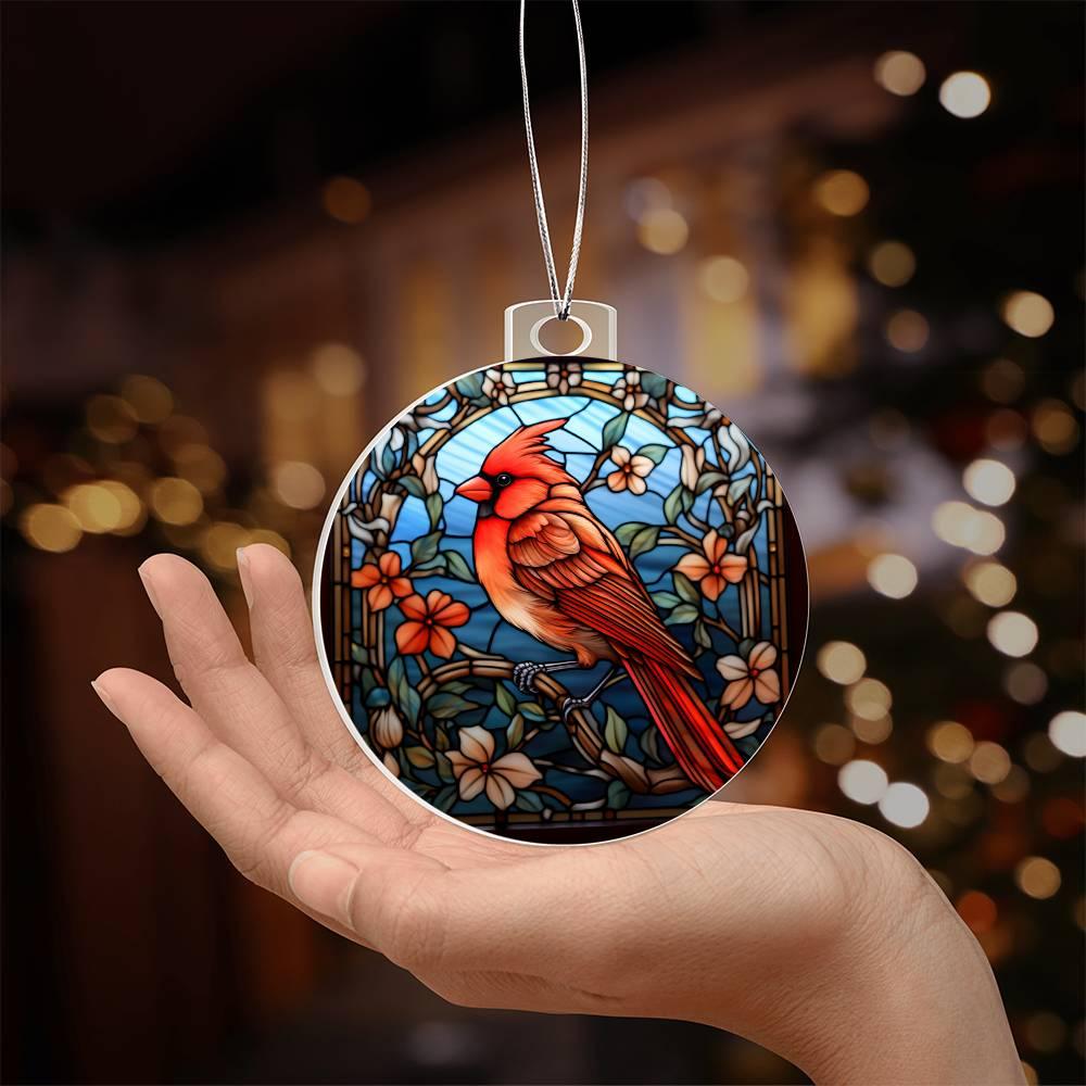 Cardinal Stained Glass Acrylic Keepsake Ornament