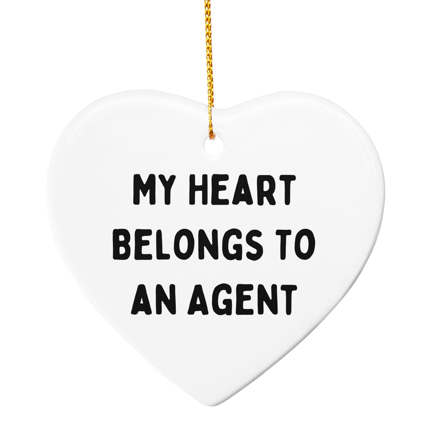 Funny Agent Gifts for Him or Her - My Heart Belongs To An Agent Circle Ornament, Agent Lover Gifts, Christmas Unique Gifts from Friends, Coworkers, Family