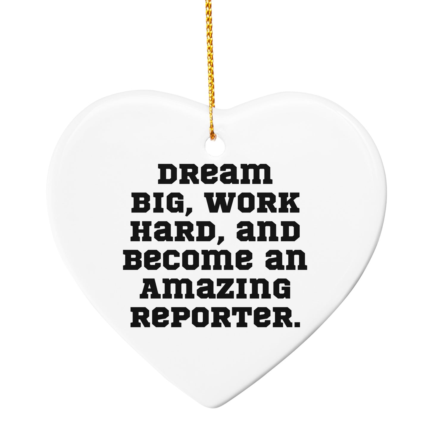 Reporter Christmas Circle Ornament- 'Dream Big, Work Hard, And Become An Amazing Reporter.' Gifts