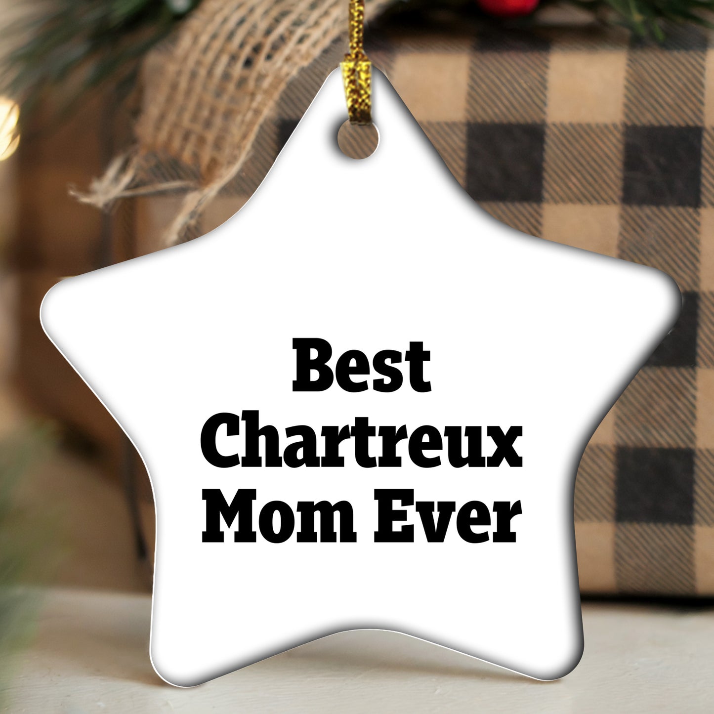 Chartreux Cat Gifts from Best Mom Ever, Star Ornament for Christmas