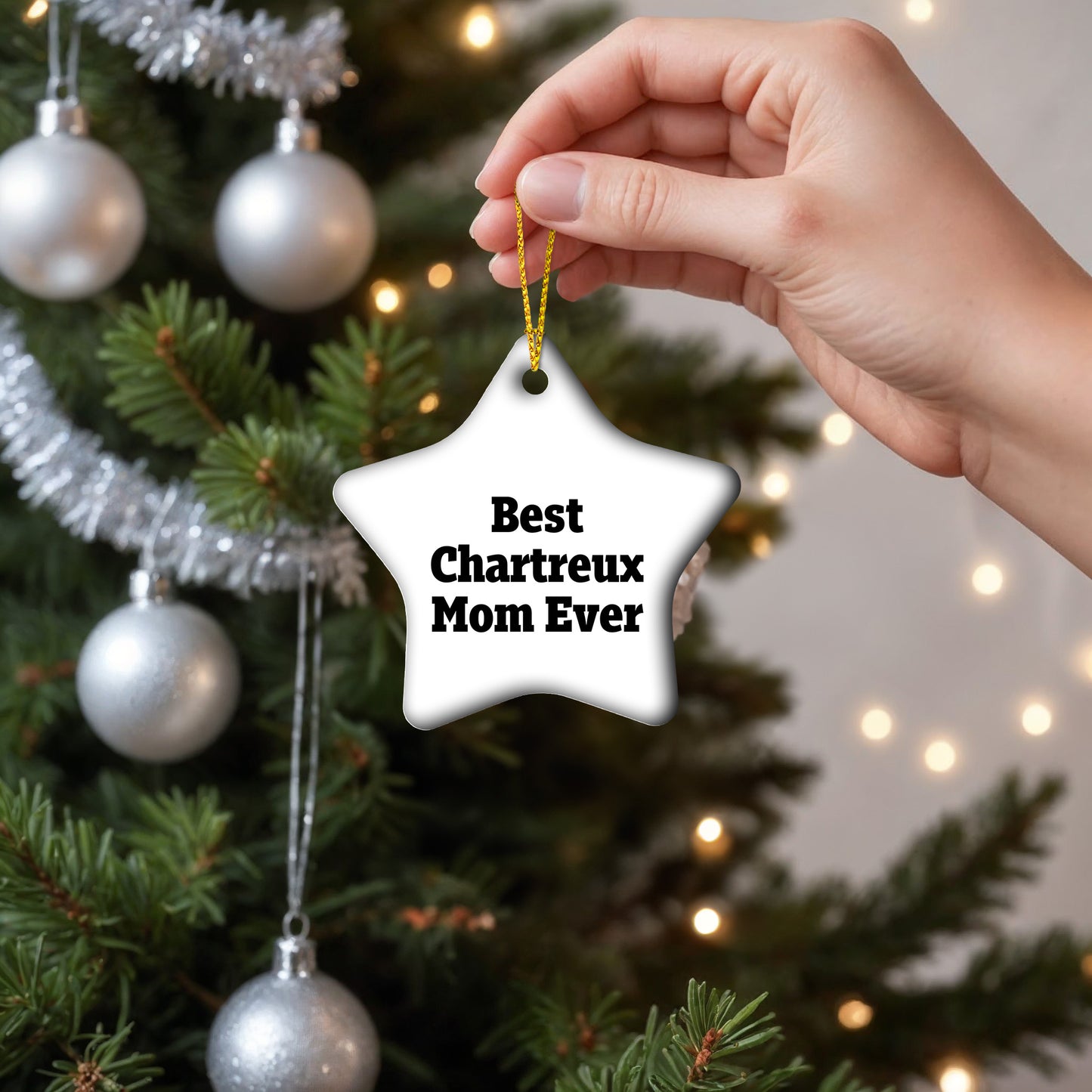 Chartreux Cat Gifts from Best Mom Ever, Star Ornament for Christmas