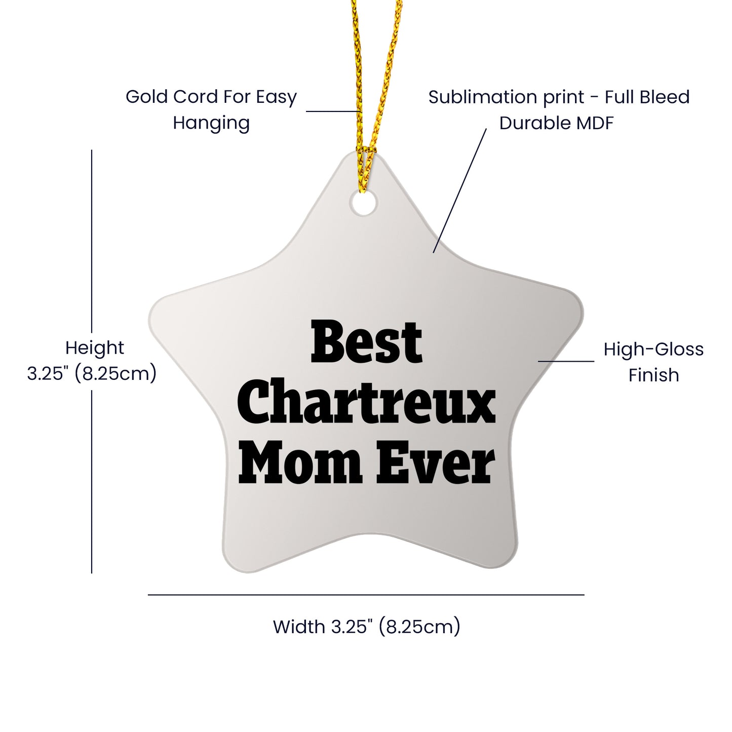 Chartreux Cat Gifts from Best Mom Ever, Star Ornament for Christmas