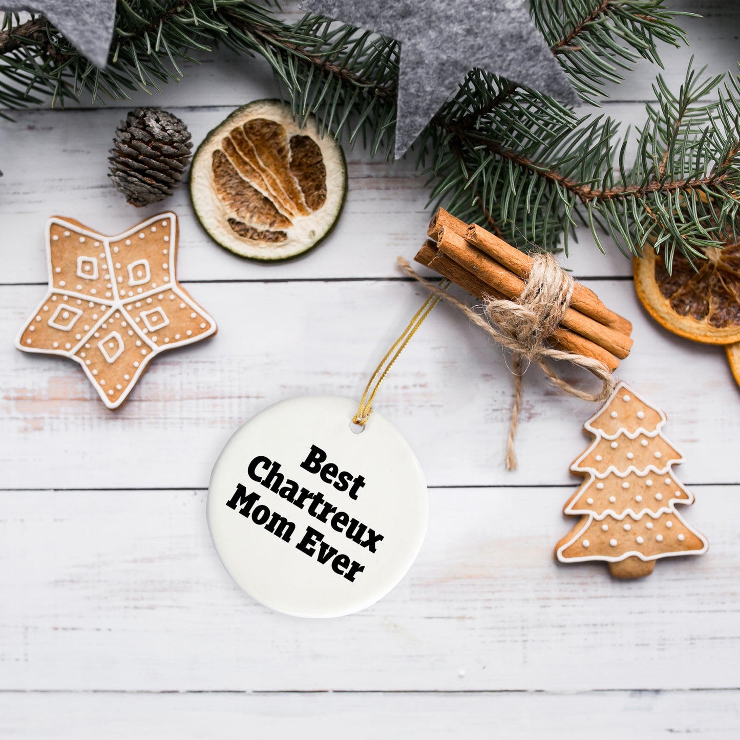 Chartreux Cat Mom Gifts from Family to Friends - Best Chartreux Mom Ever Circle Ornament for Christmas
