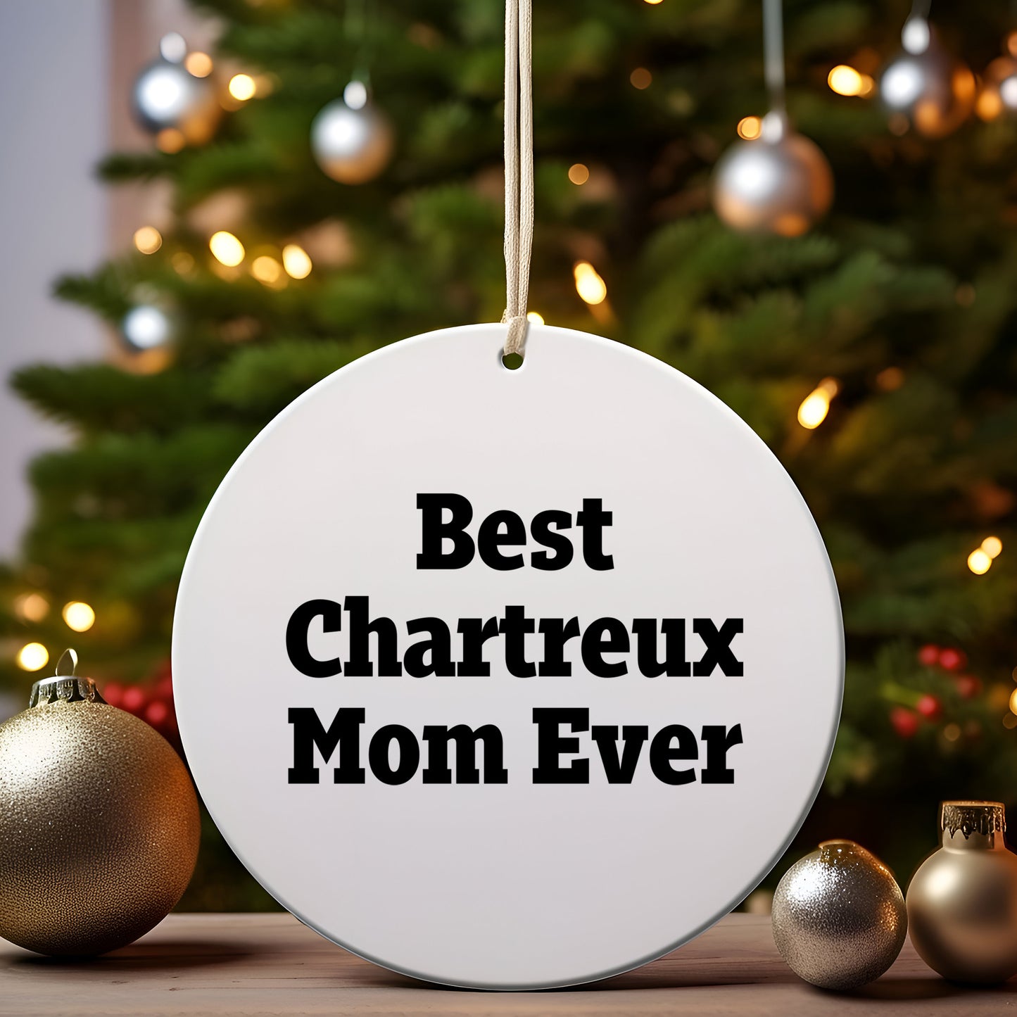Chartreux Cat Mom Gifts from Family to Friends - Best Chartreux Mom Ever Circle Ornament for Christmas