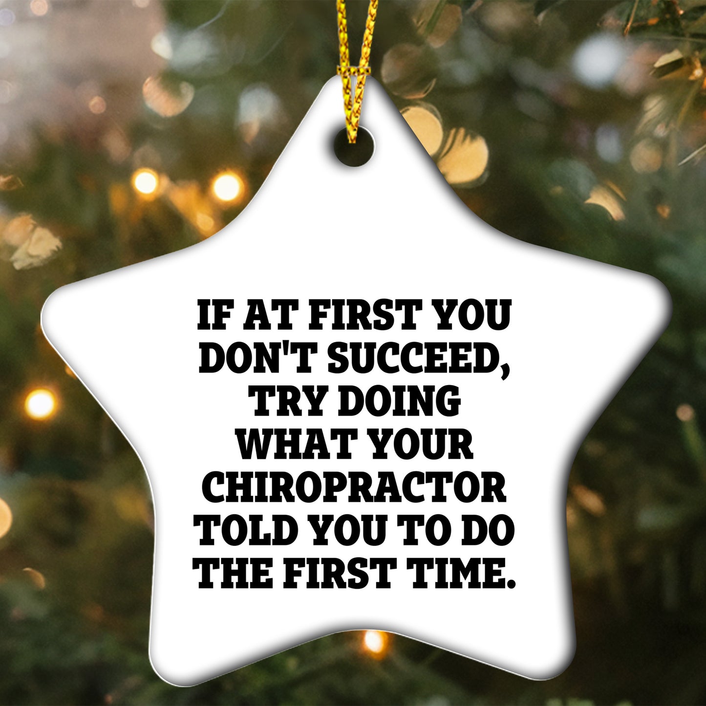 Chiropractor Funny Star Ornament for Christmas, If At First You Don't Succeed, Try Doing What Your Chiropractor Told You To Do The First Time