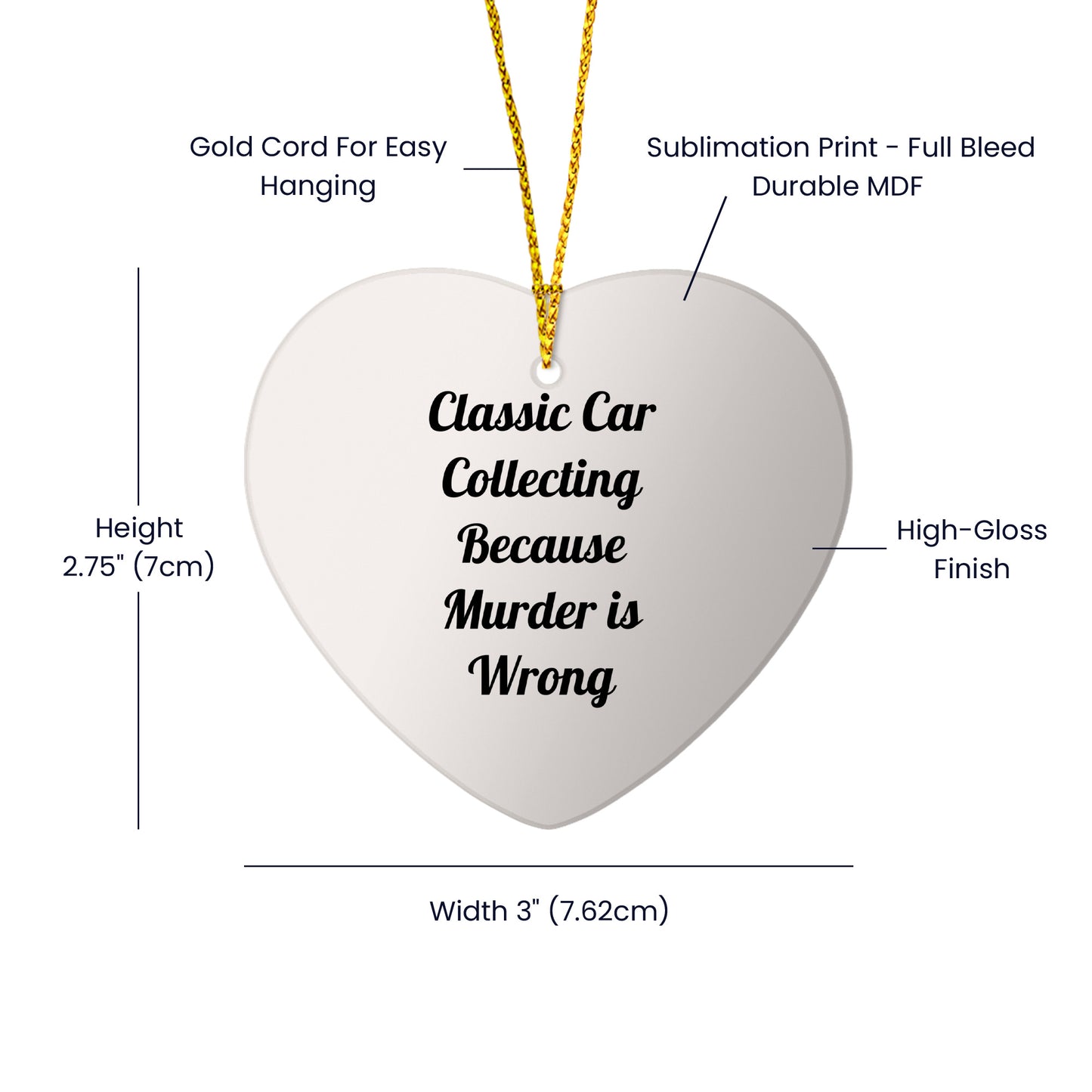 Classic Car Collecting Gifts, Heart Ornament, Funny Quote, Christmas Unique Gifts from Friends