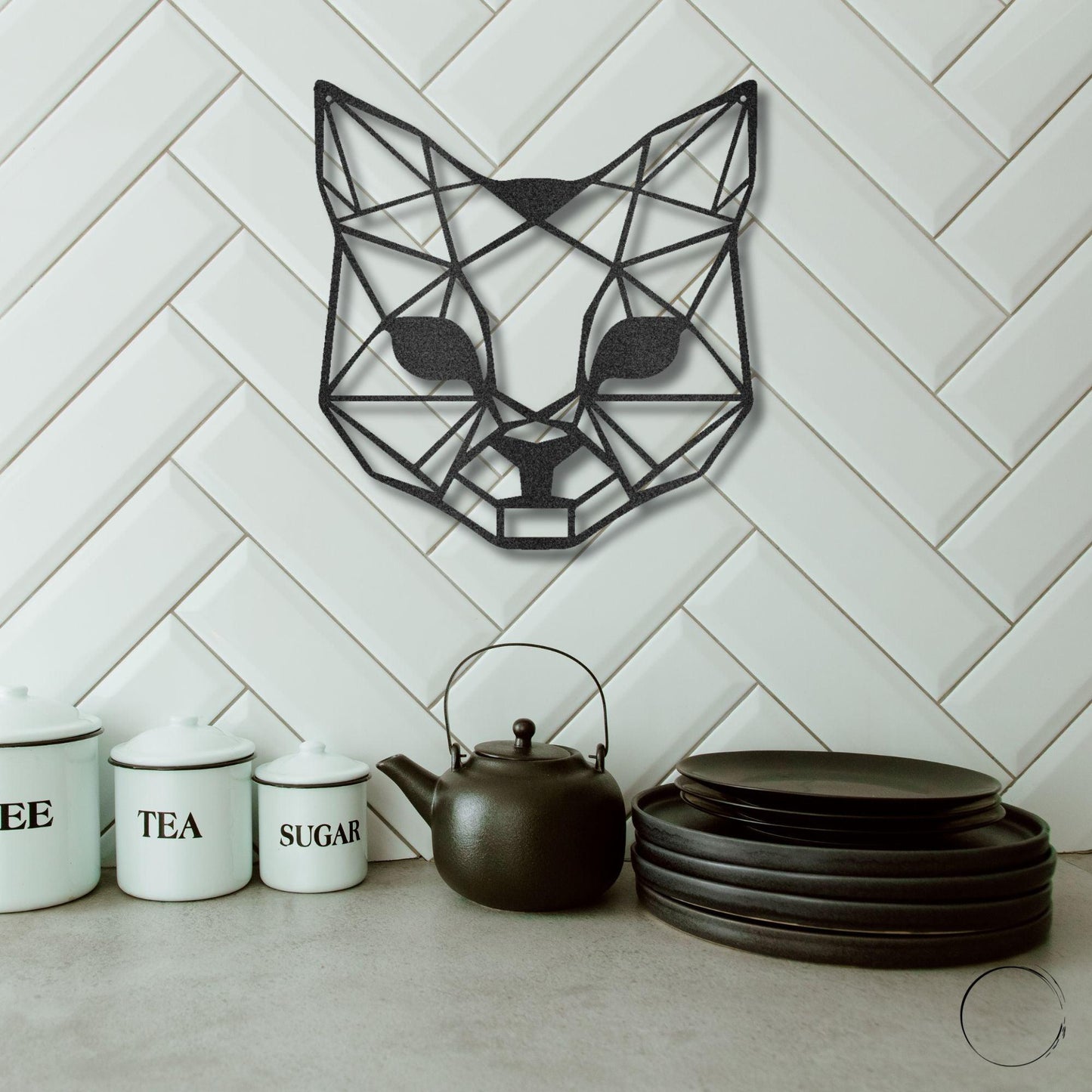 Cat Geometric Indoor Outdoor Steel Wall Sign - Mallard Moon Gift Shop
