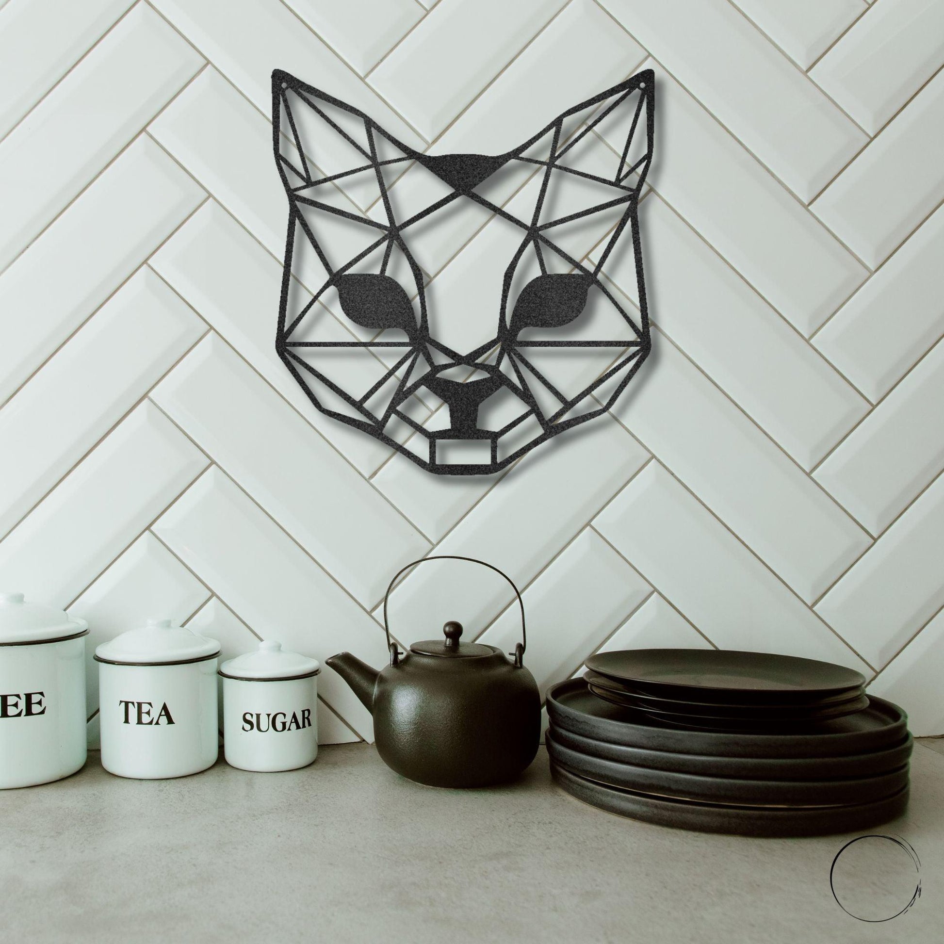 Cat Geometric Indoor Outdoor Steel Wall Sign - Mallard Moon Gift Shop