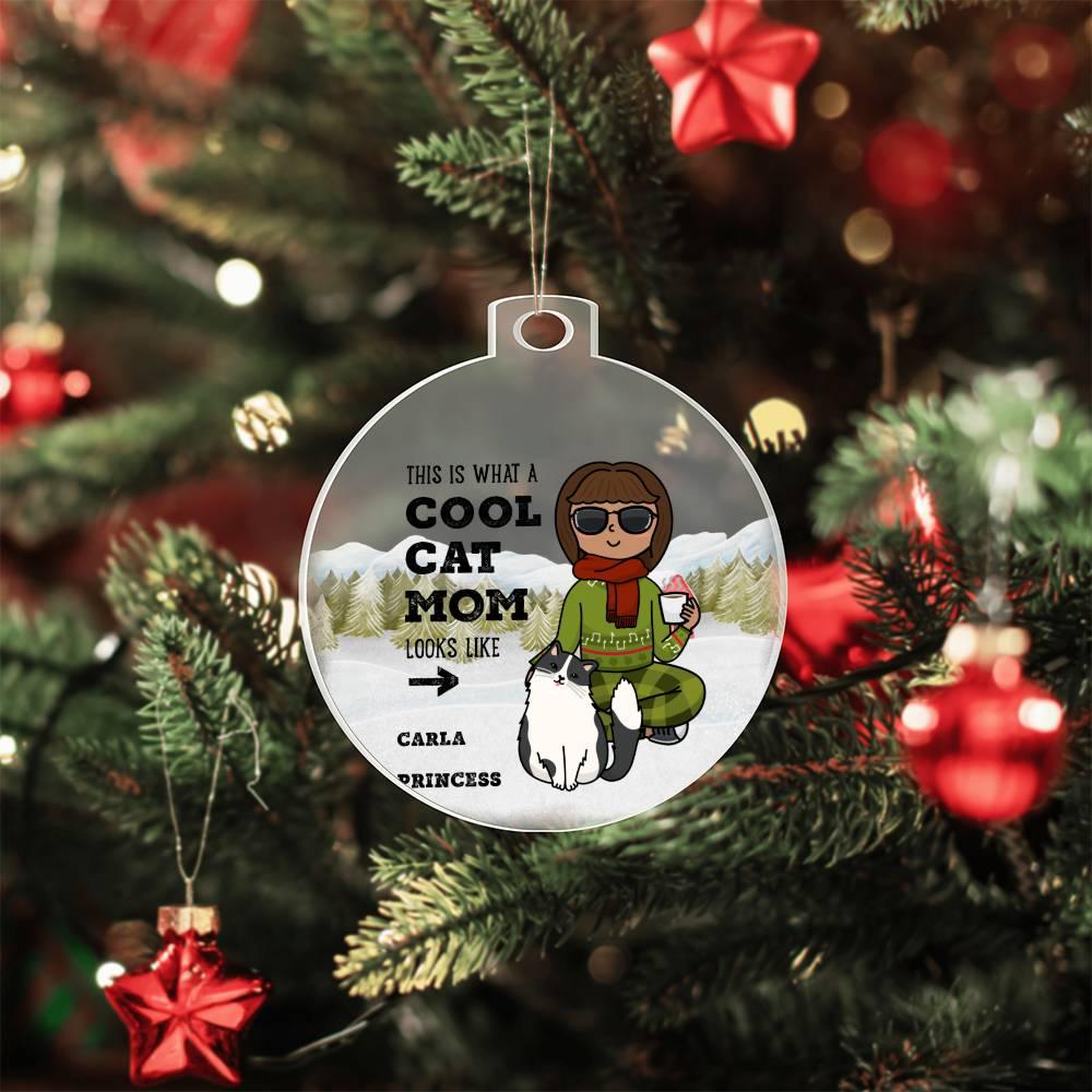 Cool Cat Mom Personalized Acrylic Keepsake Ornament