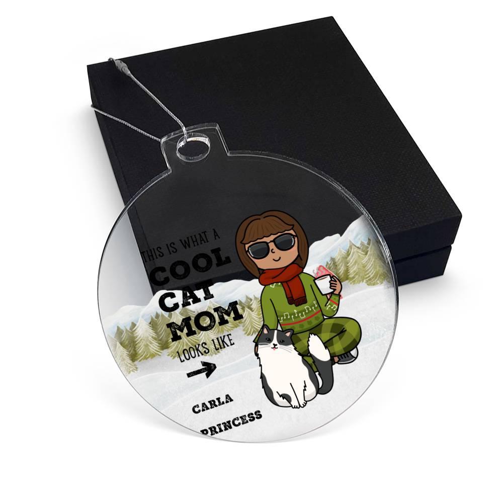 Cool Cat Mom Personalized Acrylic Keepsake Ornament