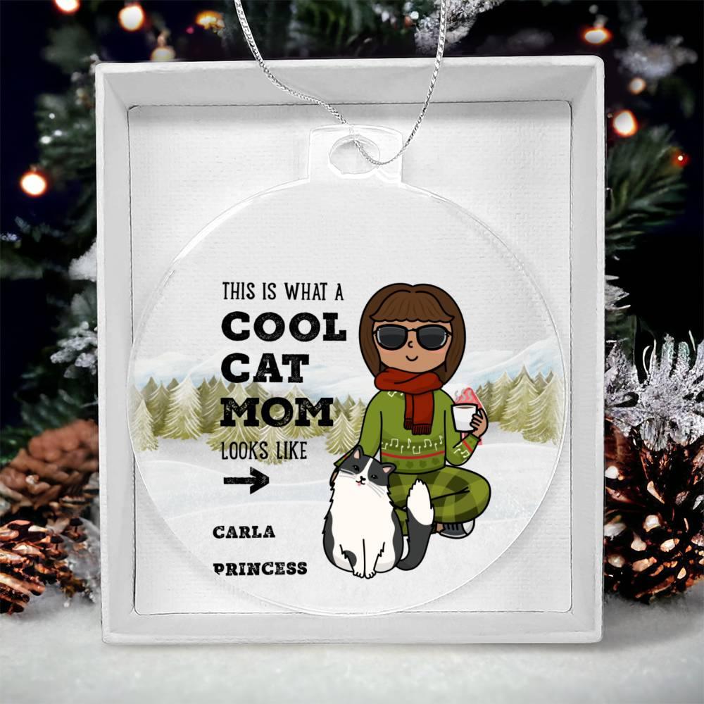Cool Cat Mom Personalized Acrylic Keepsake Ornament