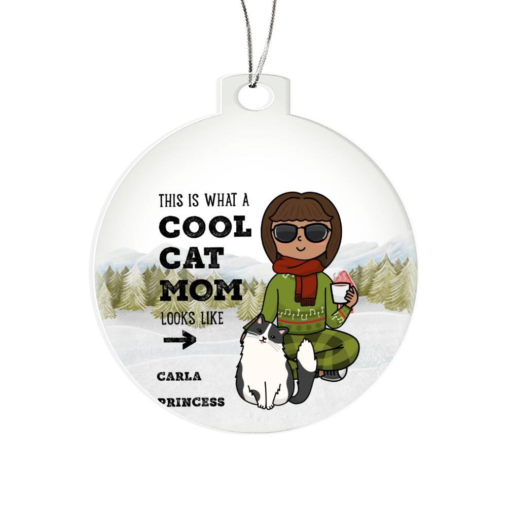 Cool Cat Mom Personalized Acrylic Keepsake Ornament