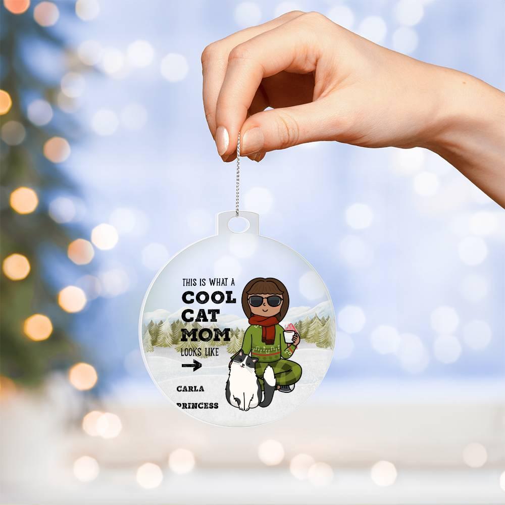 Cool Cat Mom Personalized Acrylic Keepsake Ornament