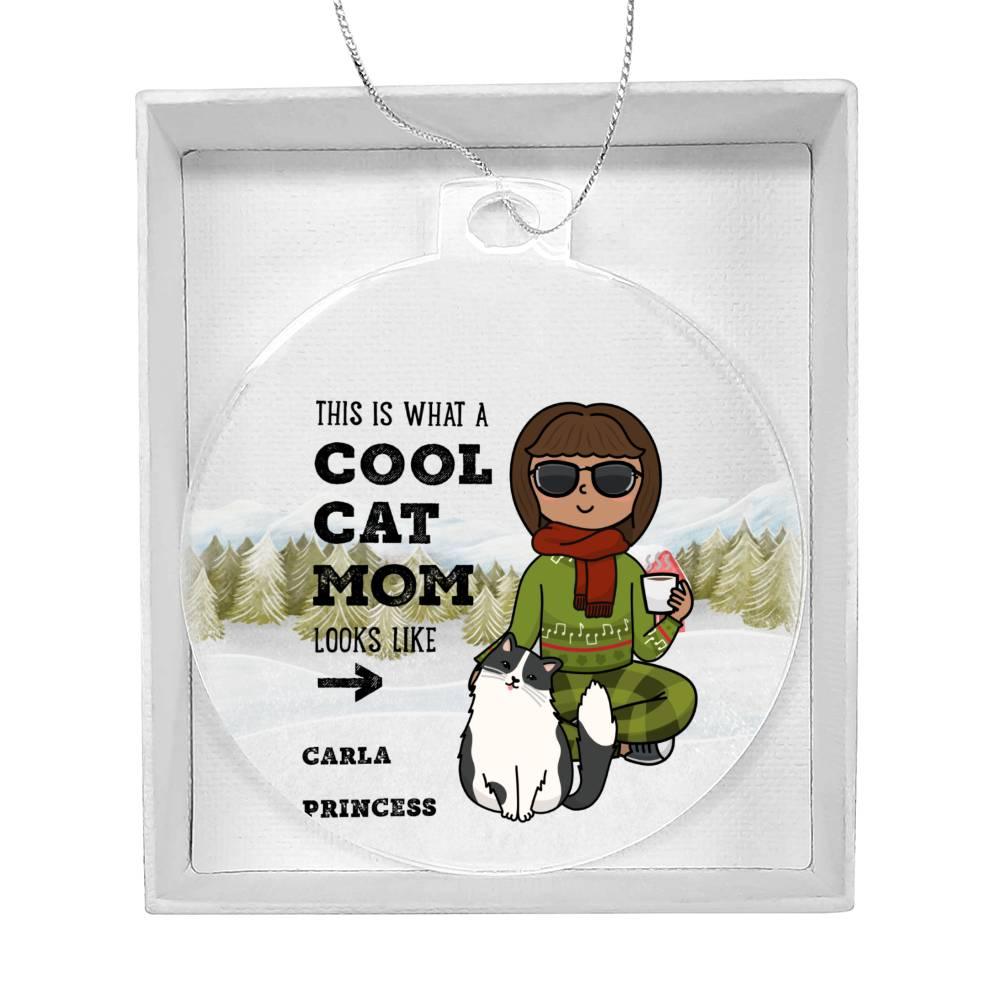 Cool Cat Mom Personalized Acrylic Keepsake Ornament