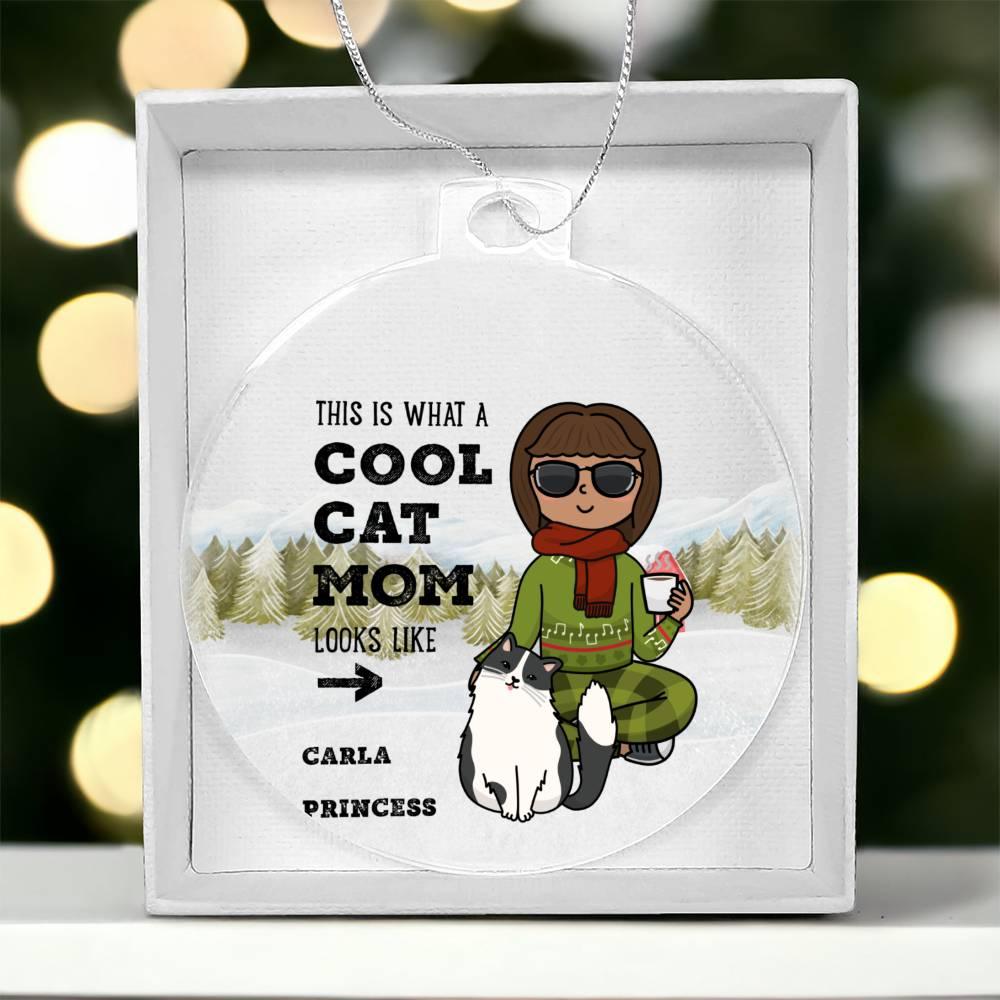 Cool Cat Mom Personalized Acrylic Keepsake Ornament