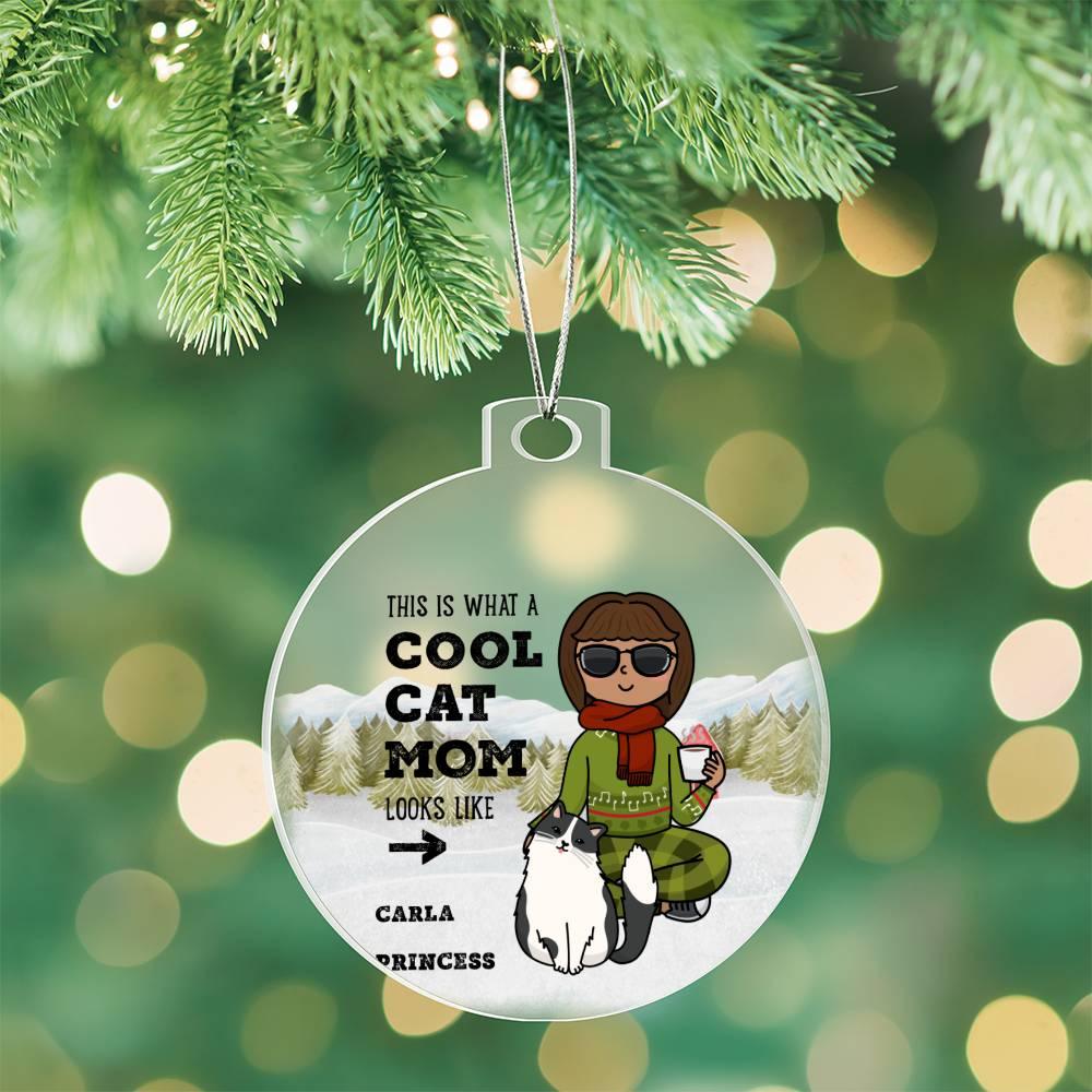Cool Cat Mom Personalized Acrylic Keepsake Ornament