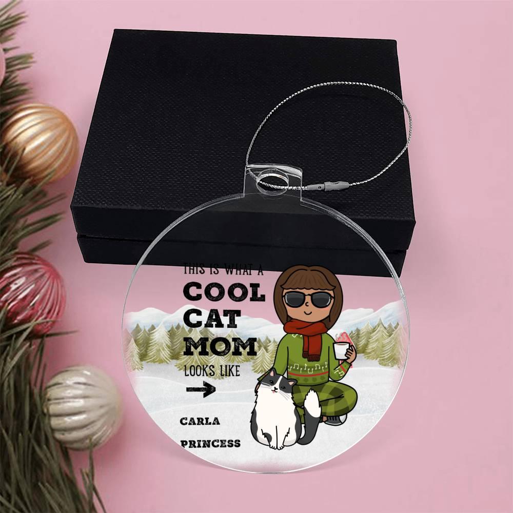 Cool Cat Mom Personalized Acrylic Keepsake Ornament