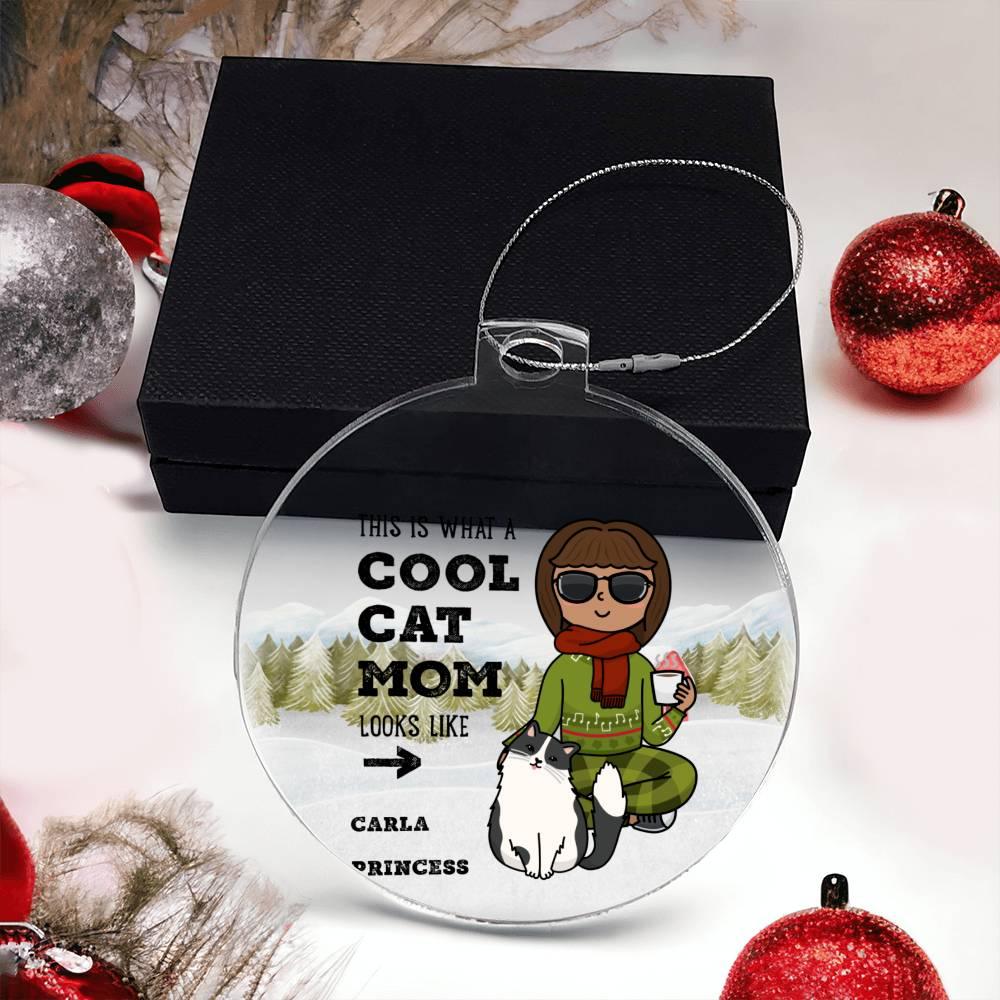 Cool Cat Mom Personalized Acrylic Keepsake Ornament