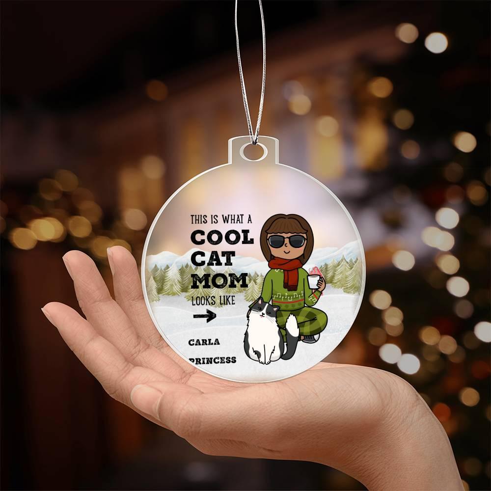 Cool Cat Mom Personalized Acrylic Keepsake Ornament