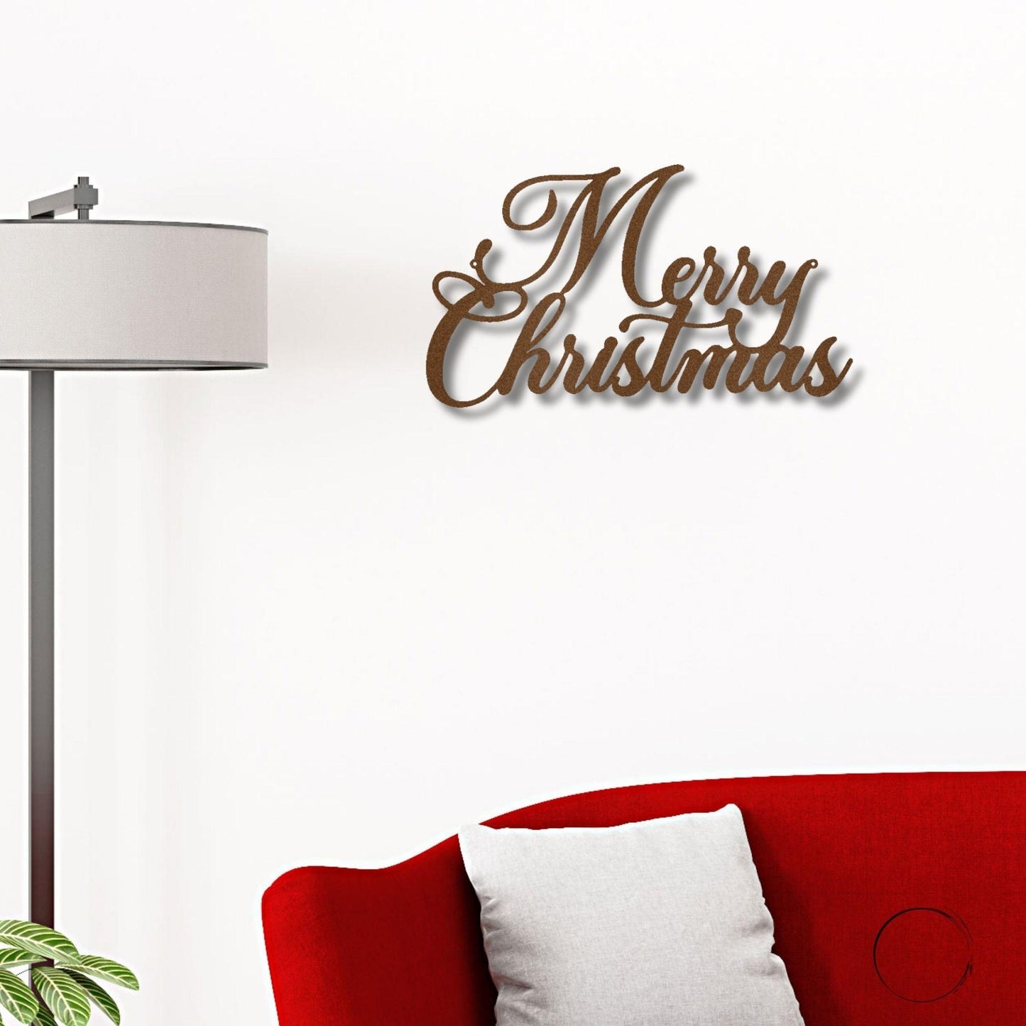 Merry Christmas Script Lettering Metal Wall Sign - Mallard Moon Gift Shop