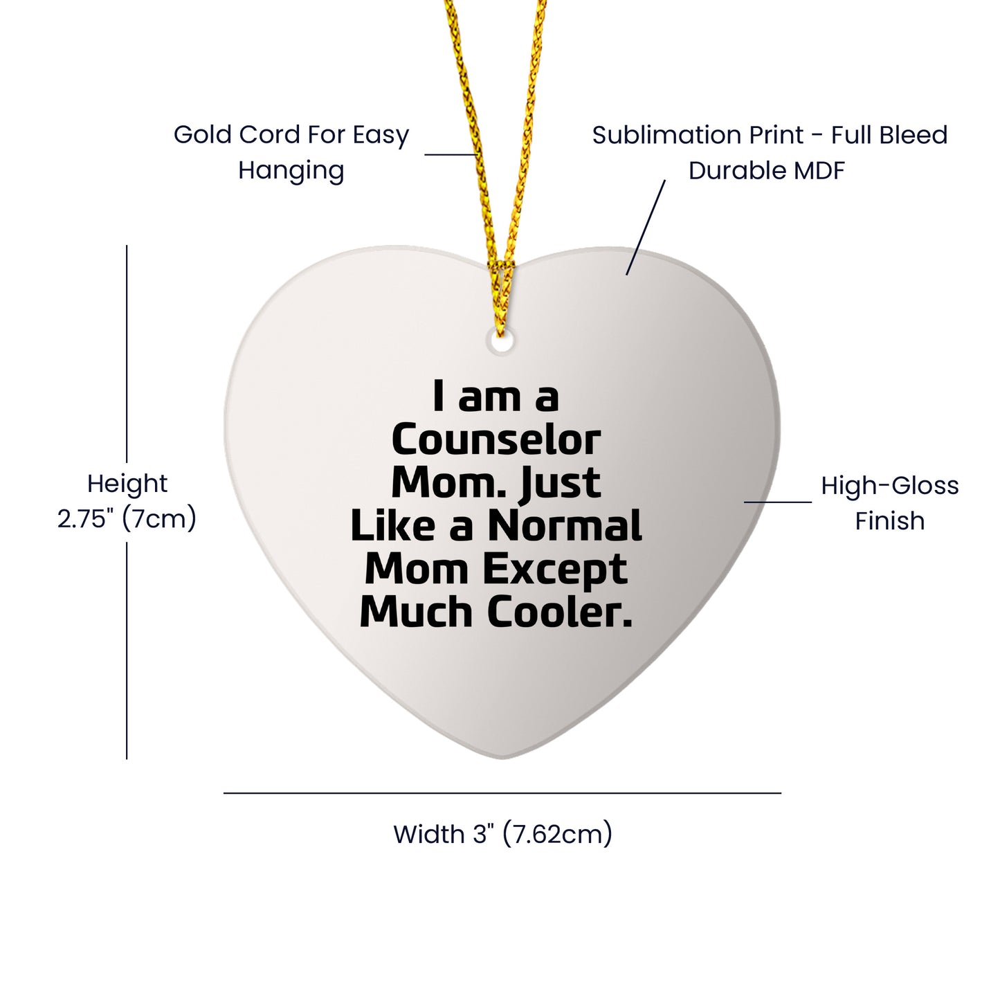 Counselor Mom Gifts from Men, Gifts for Counselor, Funny Heart Ornament, Christmas Unique Gifts