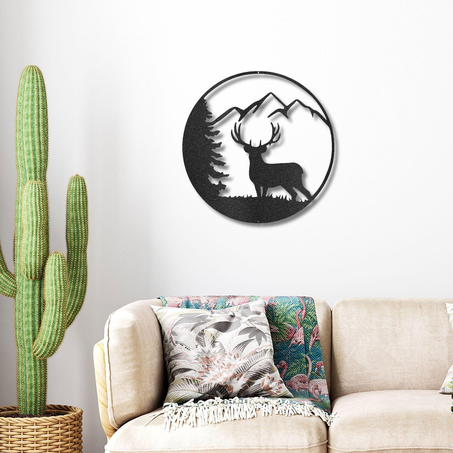 Deer Scene Metal Art Wall Sign - Mallard Moon Gift Shop