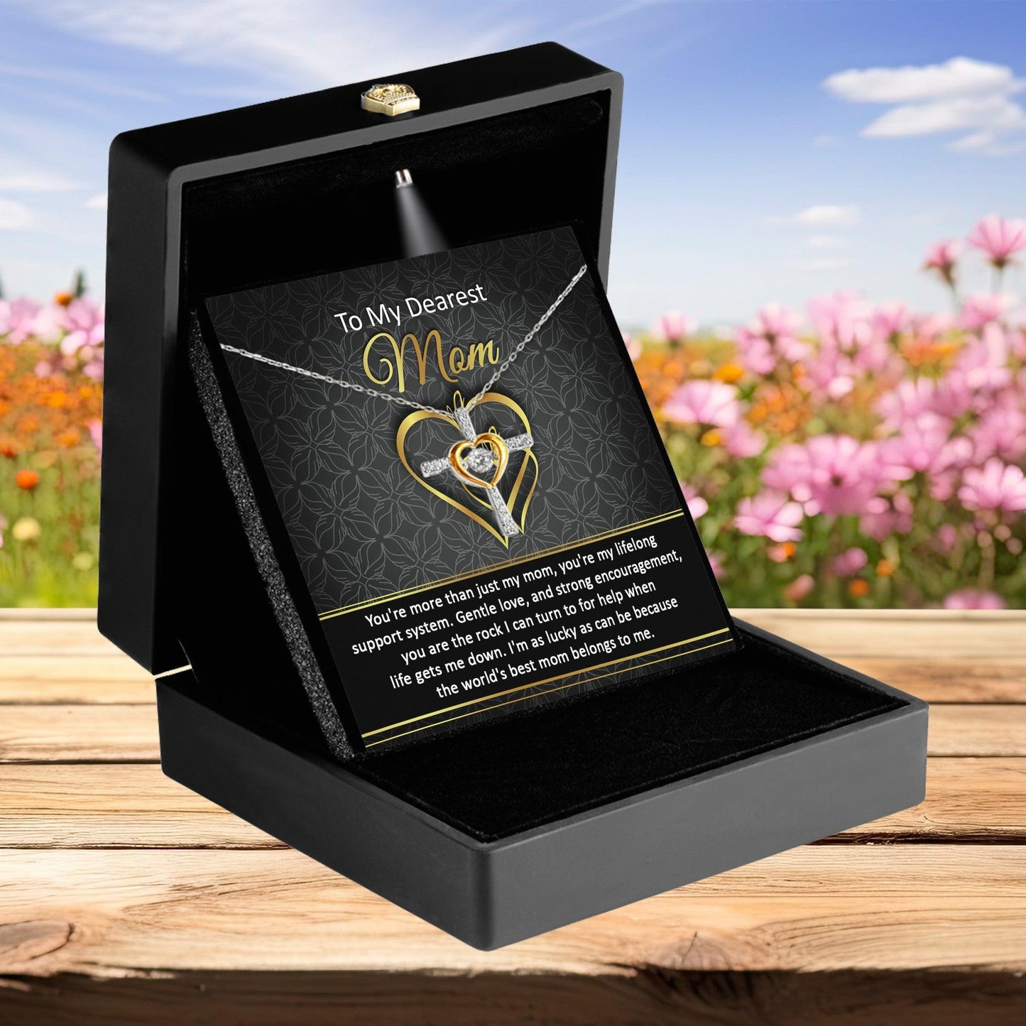 To My Dearest Mom You Are My Rock Cross Pendant Necklace - Mallard Moon Gift Shop