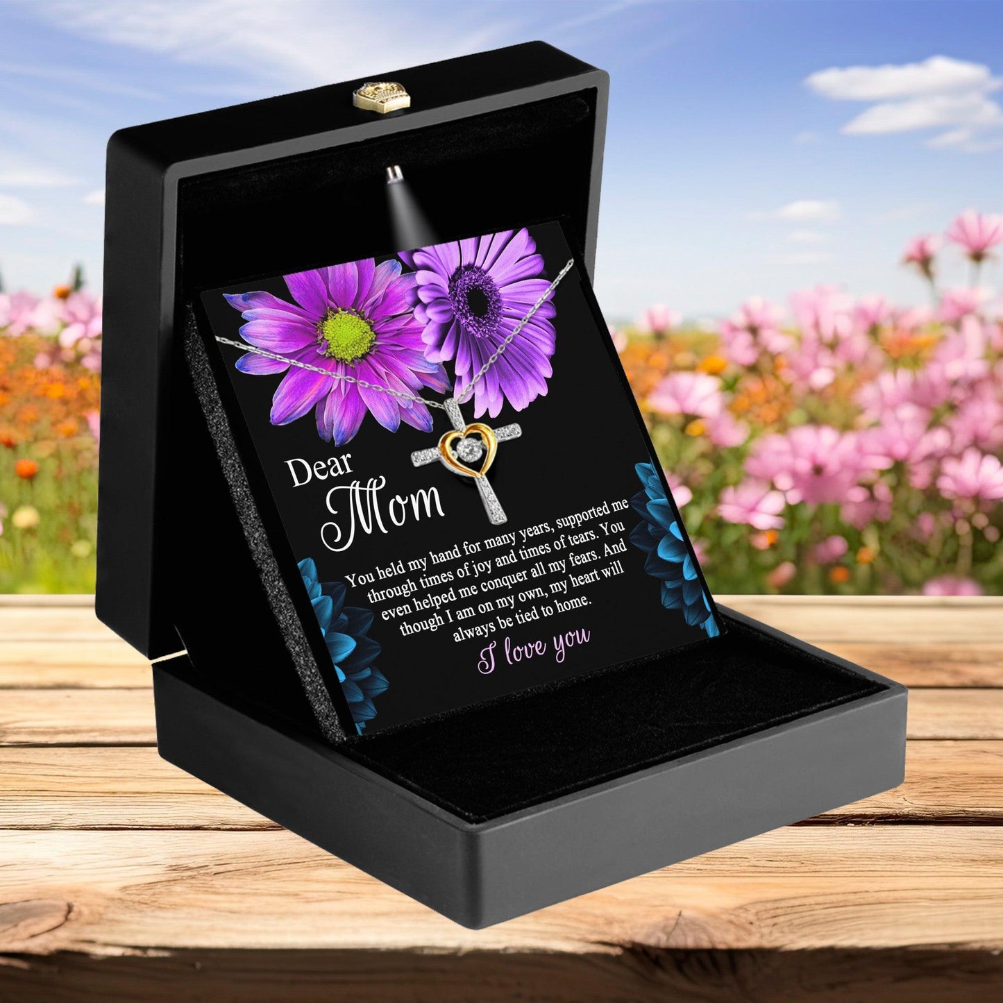 Dear Mom You Held My Hand Through the Years Cross Pendant Necklace - Mallard Moon Gift Shop