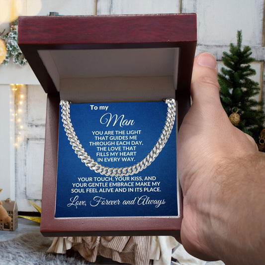To My Man - You Make My Soul Feel Alive - Cuban Link Necklace with Message Card and Gift Box - Mallard Moon Gift Shop