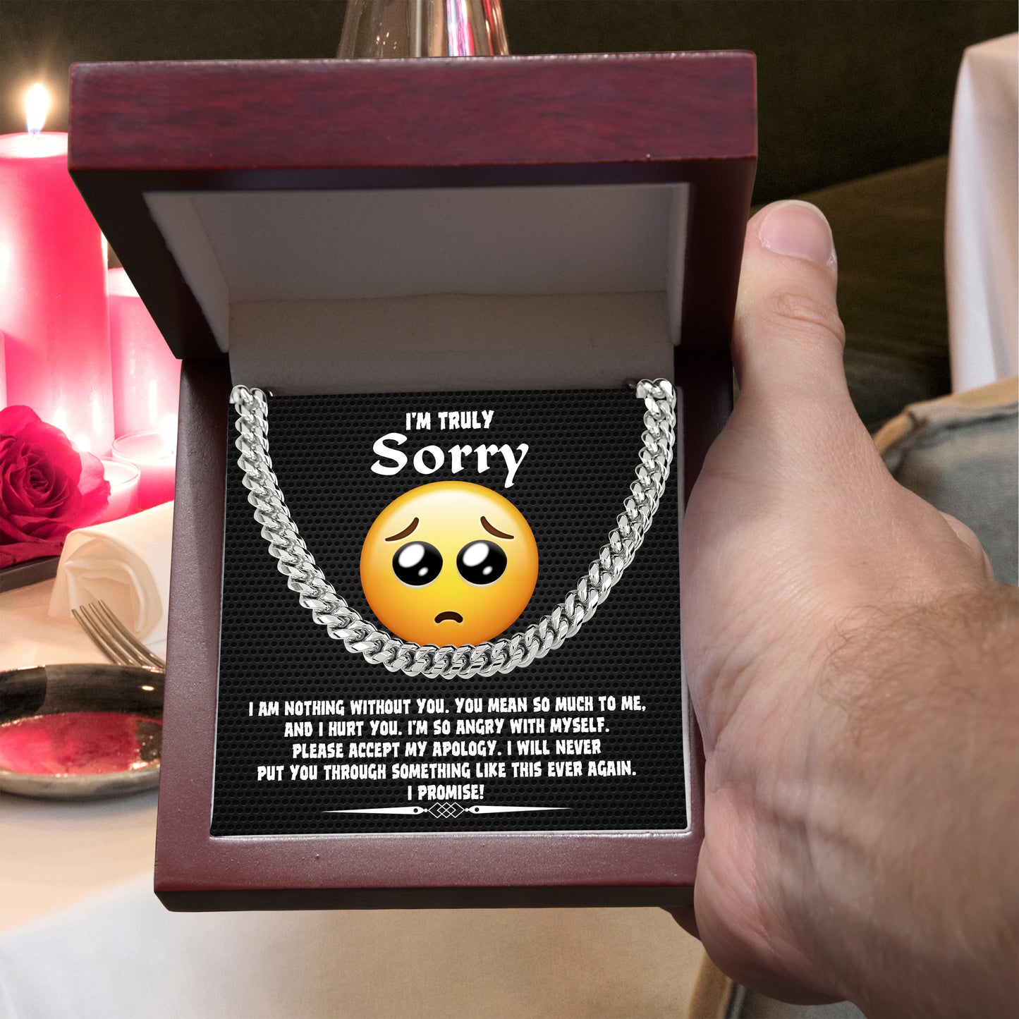 Apology Gift for Him-Sorry, Accept My Apology-Cuban Link Chain Necklace - Mallard Moon