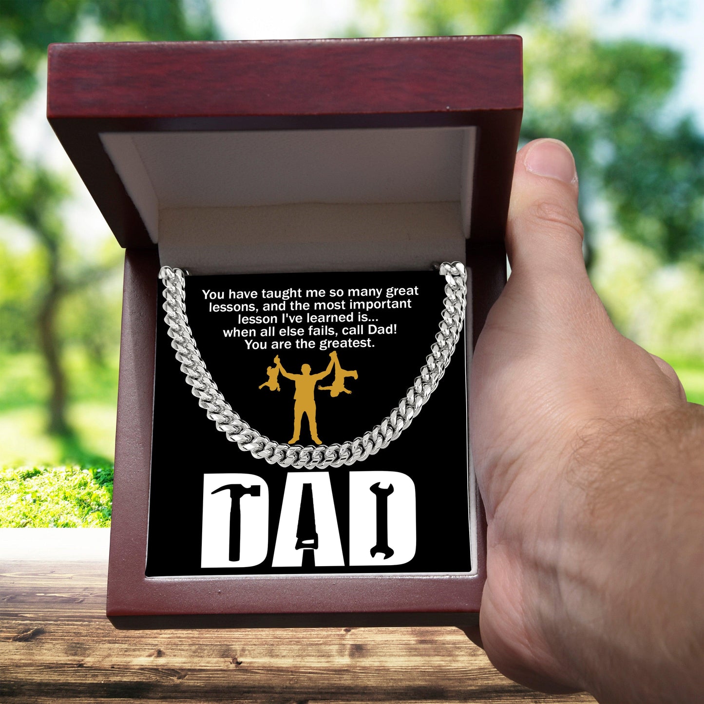 Dad Gift-When All Else Fails, Call Dad Cuban Chain Link Necklace with Gift Box - Mallard Moon Gift Shop