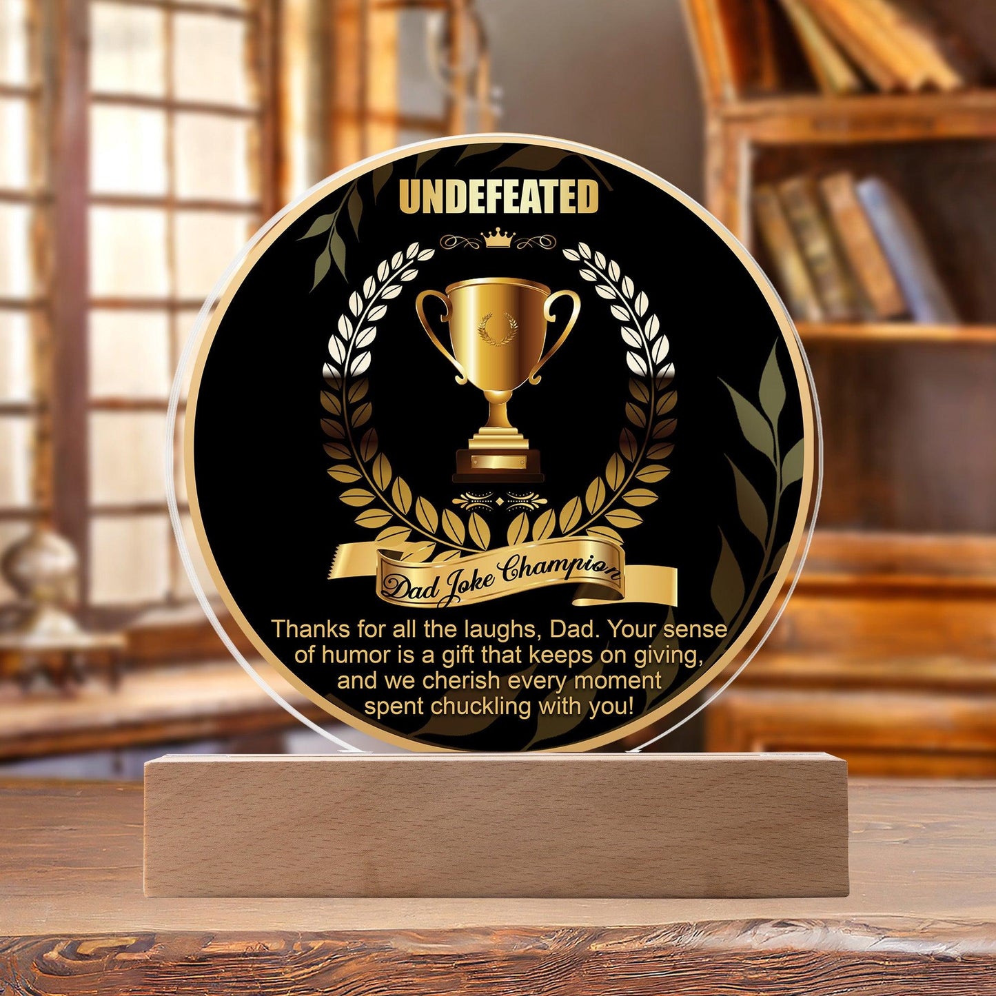Dad Joke Undefeated Champion Acrylic Plaque Award - Mallard Moon Gift Shop