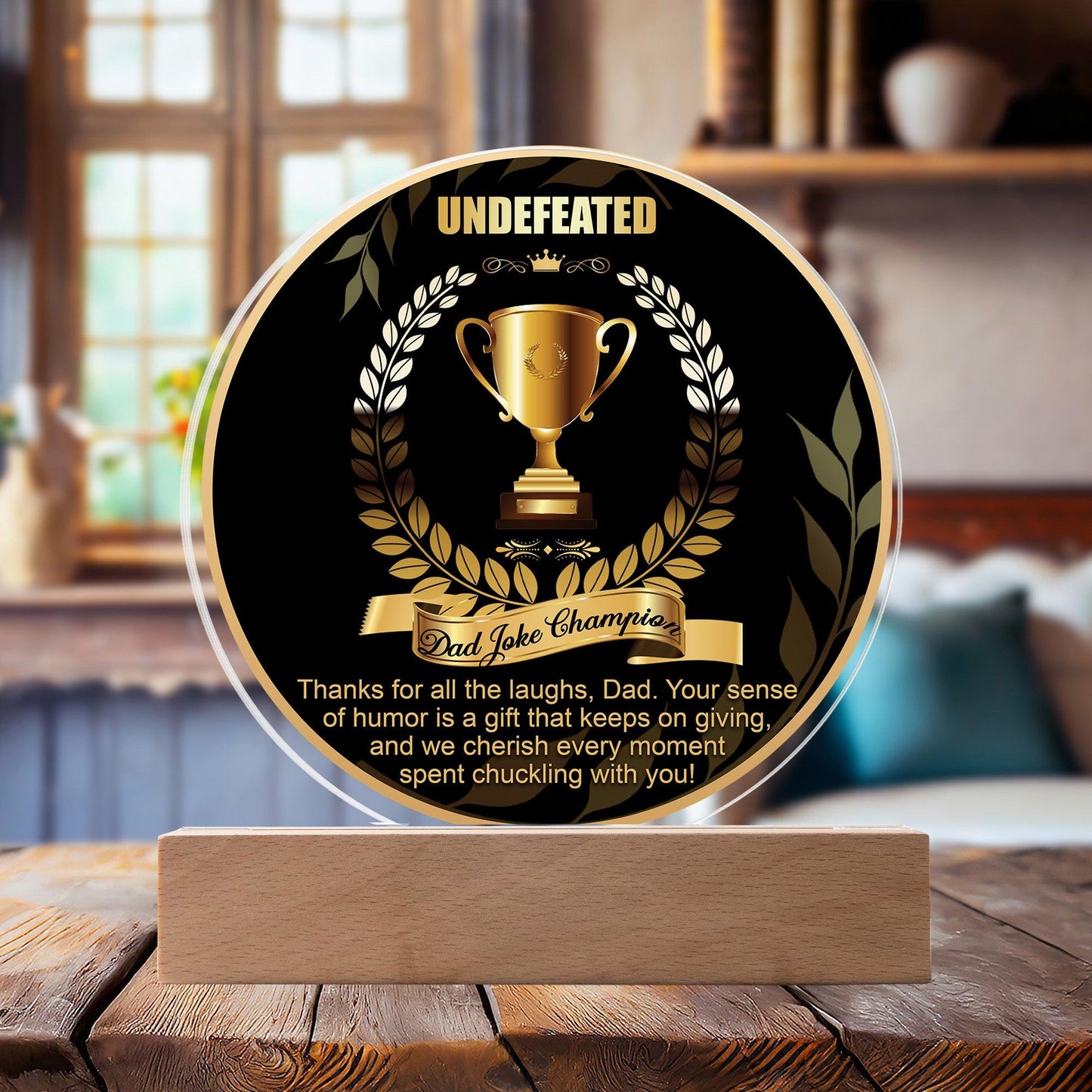 Dad Joke Undefeated Champion Acrylic Plaque Award - Mallard Moon Gift Shop