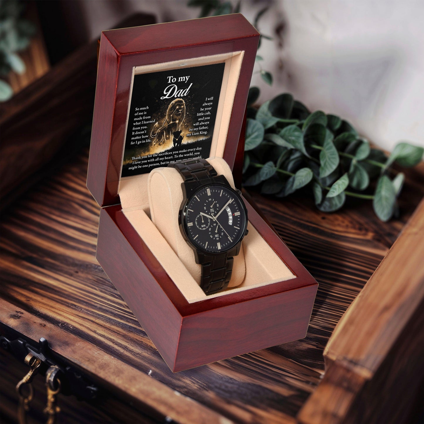 Dad Gift - My Lion King - Black Chronograph Watch - Mallard Moon Gift Shop
