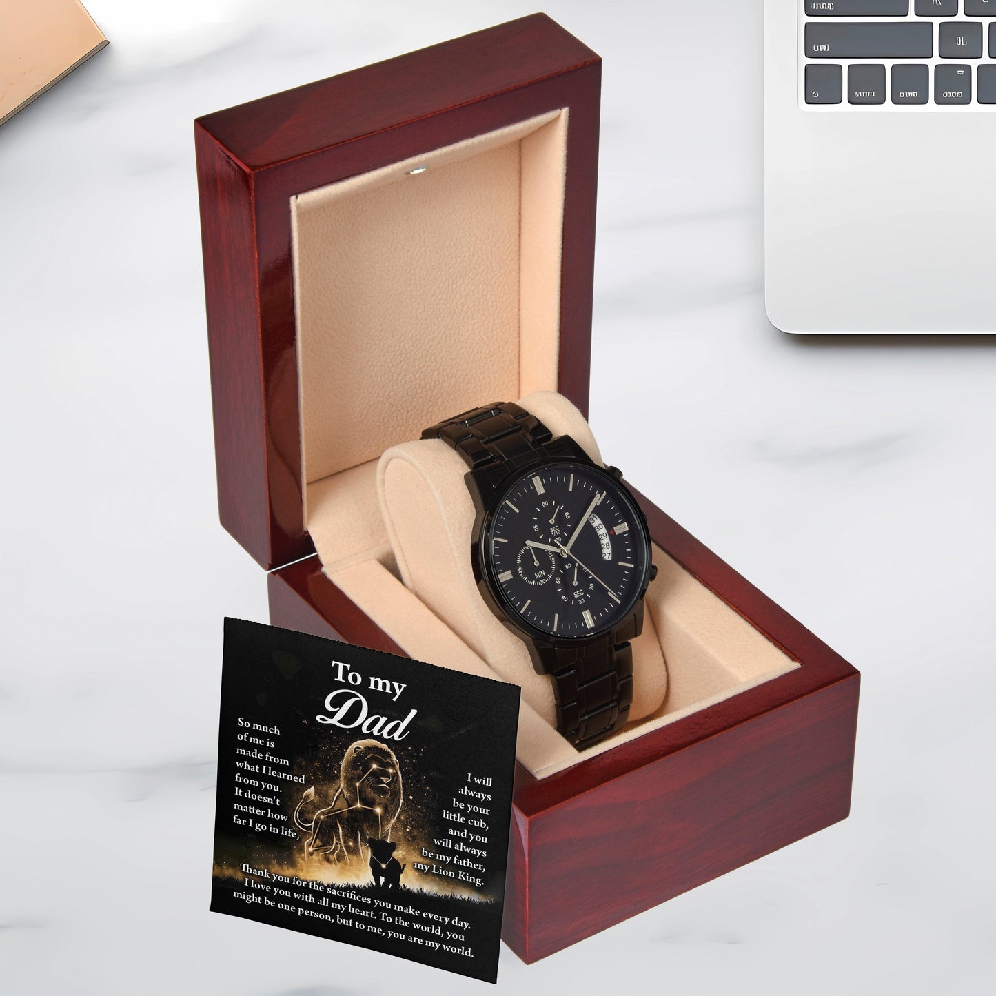 Dad Gift - My Lion King - Black Chronograph Watch - Mallard Moon Gift Shop