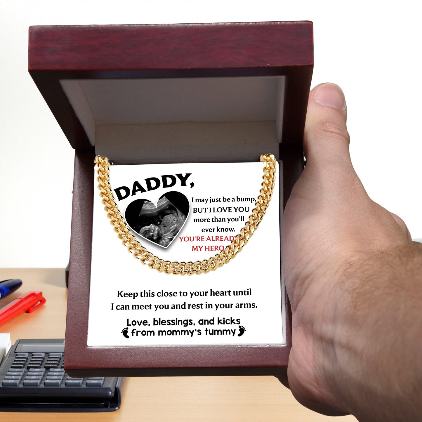 Dad - Close To Your Heart Cuban Chain Link Necklace with Gift Box - Mallard Moon Gift Shop