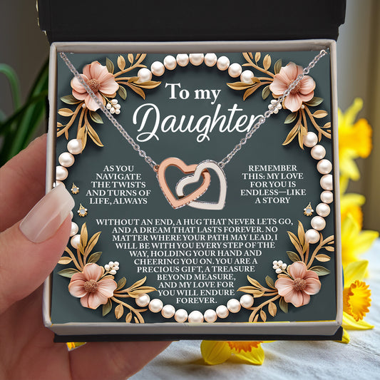 Gift for Daughter - A Hug That Never Lets Go - Interlocking Hearts Necklace - Mallard Moon Gift Shop