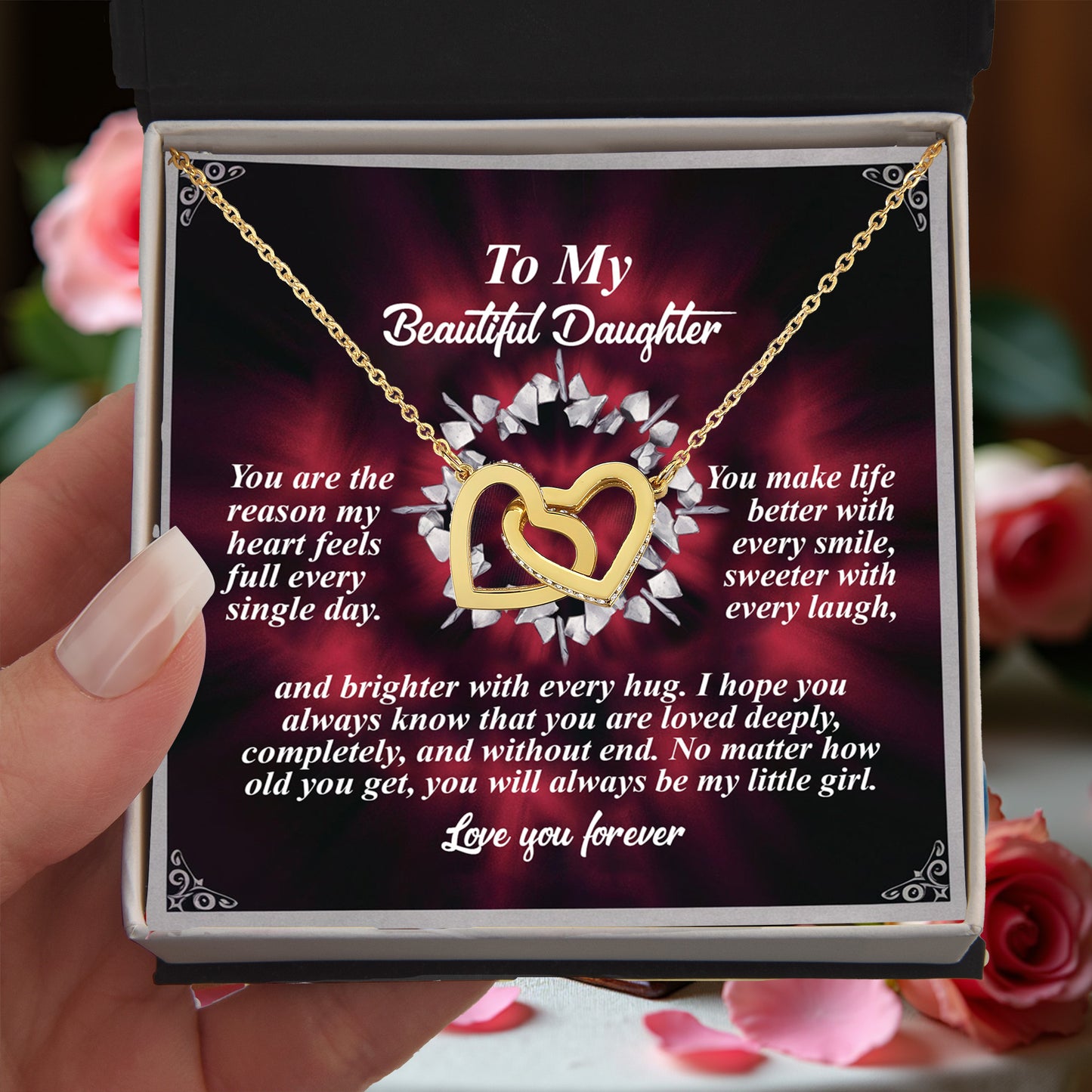 To My Beautiful Daughter - Always My Little Girl - Interlocking Hearts Necklace – A Gift of Endless Love - Mallard Moon Gift Shop