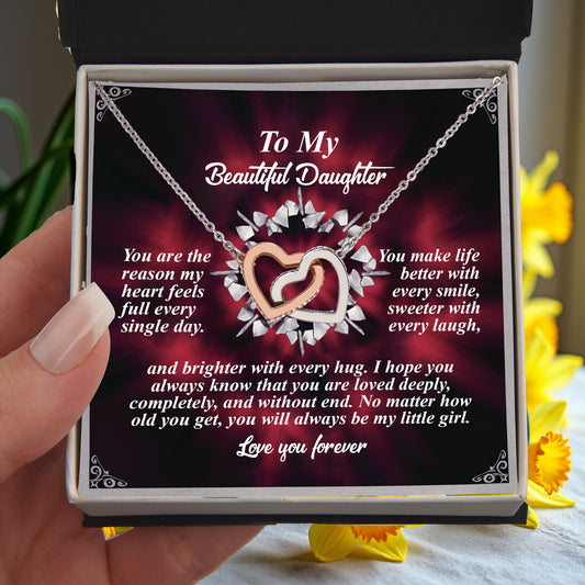 To My Beautiful Daughter - Always My Little Girl - Interlocking Hearts Necklace – A Gift of Endless Love - Mallard Moon Gift Shop