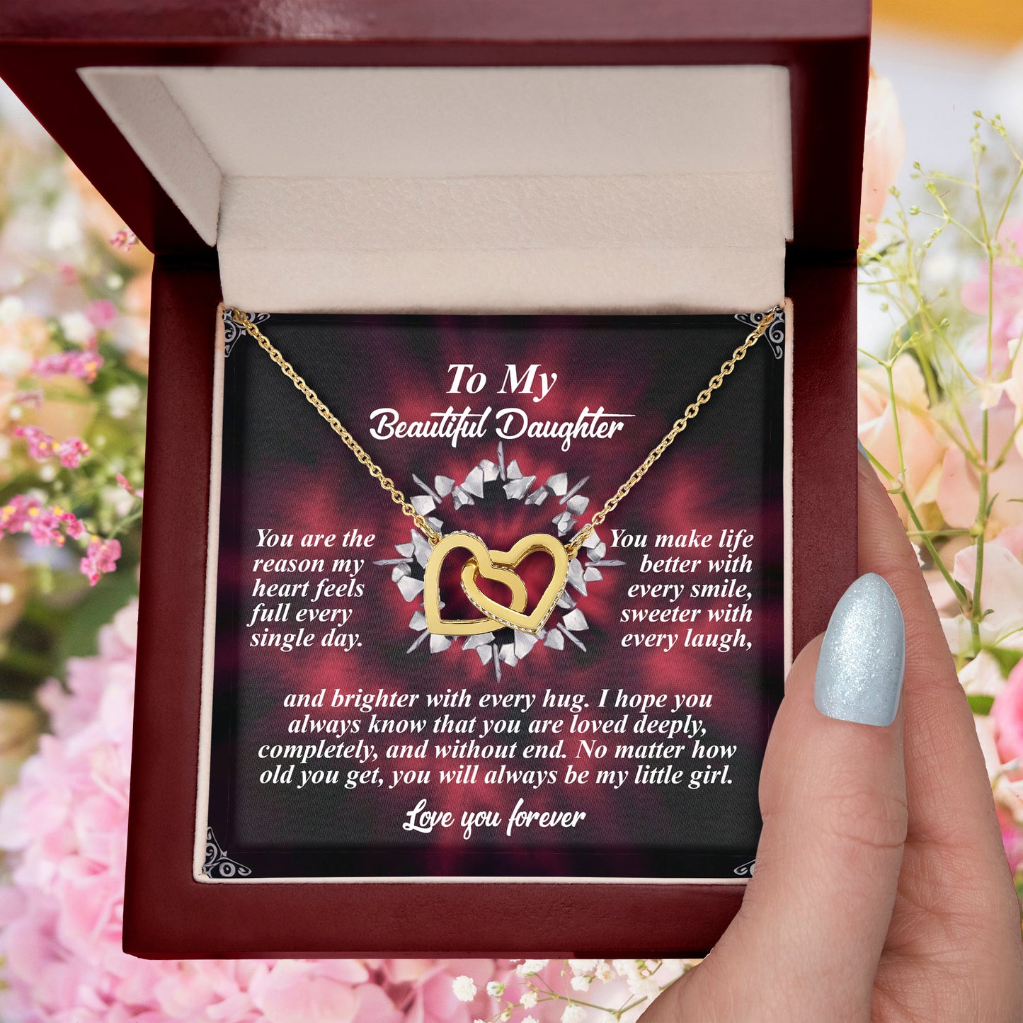 To My Beautiful Daughter - Always My Little Girl - Interlocking Hearts Necklace – A Gift of Endless Love - Mallard Moon Gift Shop
