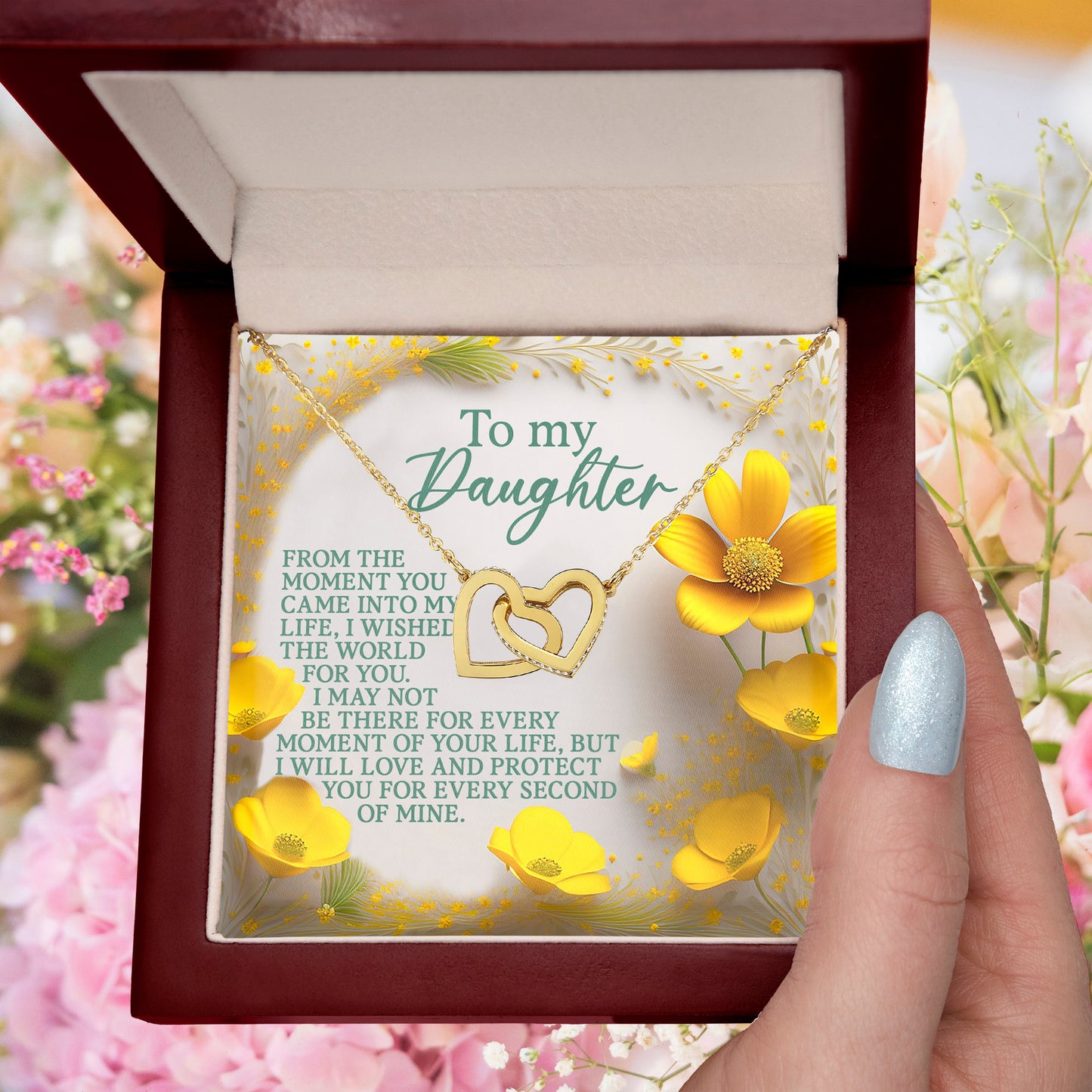 To My Daughter - A Gift of Love & Protection - Interlocking Hearts Necklace - Mallard Moon Gift Shop